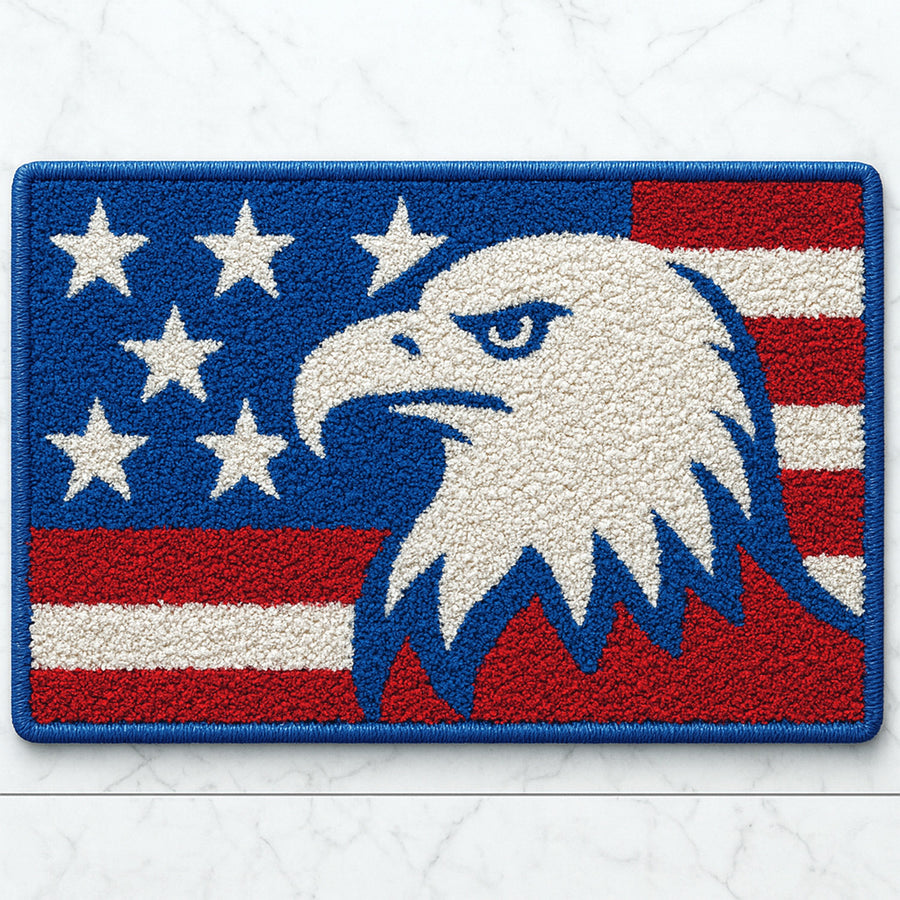 Feblilac American Eagle Flag Tufted Bath Mat