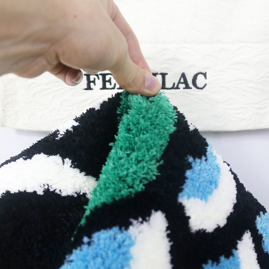 Feblilac Blue Fish-Shaped Tufted Bath Mat, Black Green - view 3