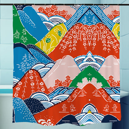 Feblilac Colorful Mountains Shower Curtain with Hooks