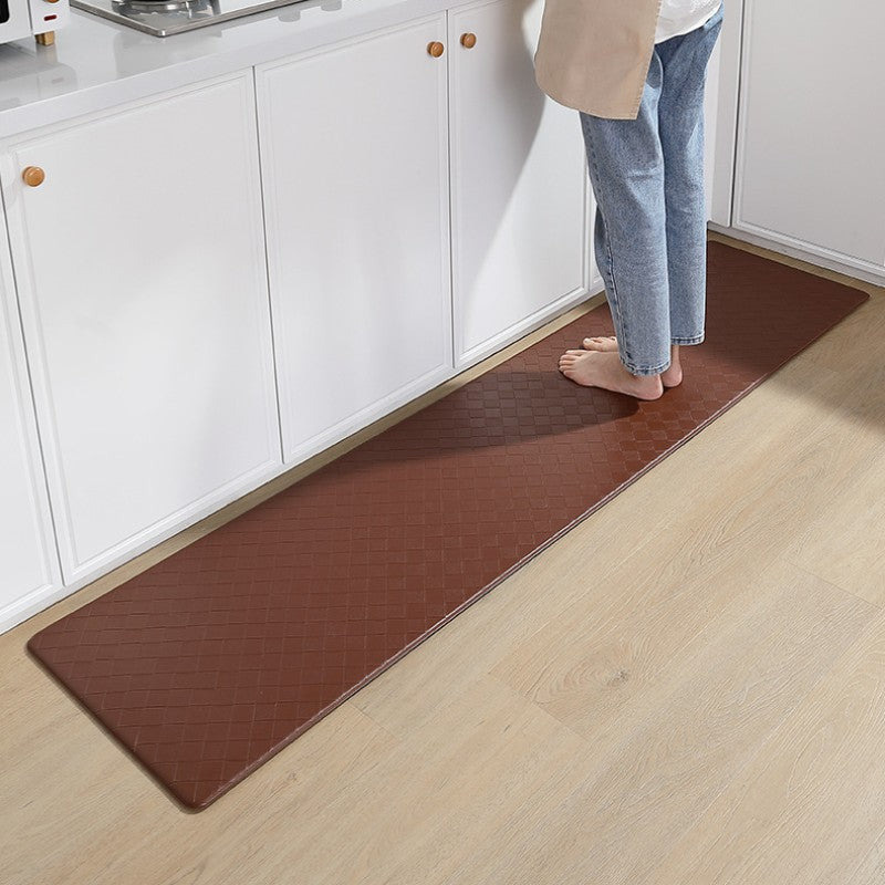 Feblilac Solid Color Grid Leather Kitchen Mat - view 4