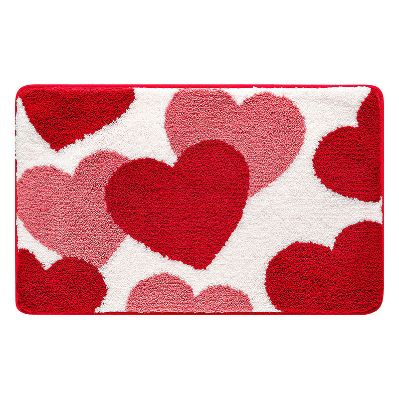 Feblilac Red Festive Love Tufted Bath Mat