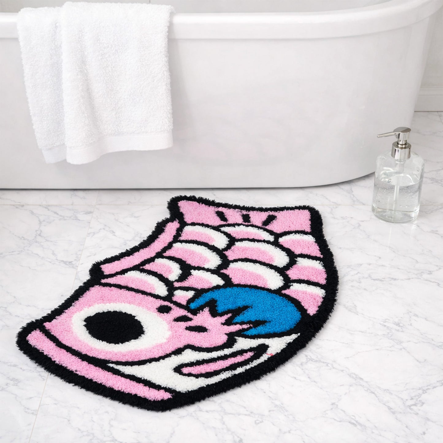 Feblilac Cute Pink and Blue Koi Fish Bath Mat