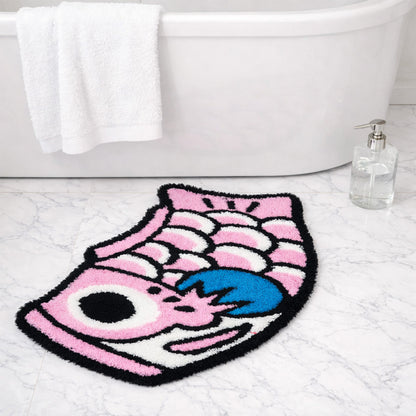 Feblilac Cute Pink and Blue Koi Fish Bath Mat