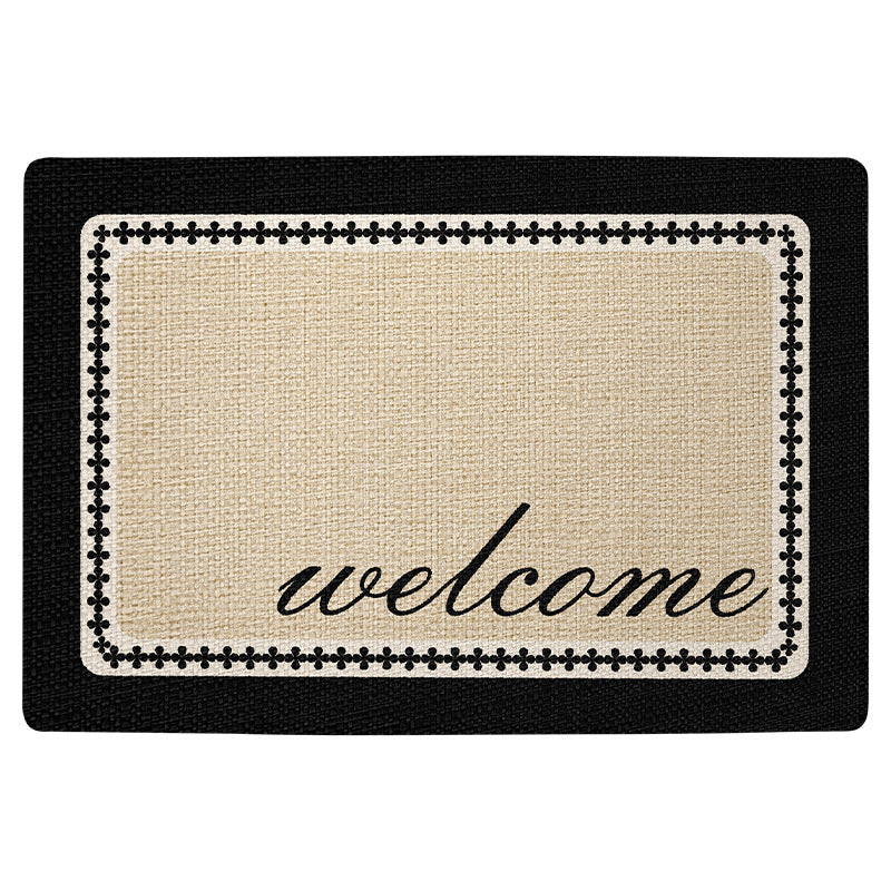 Feblilac Black and Camel Polyester Door Mat