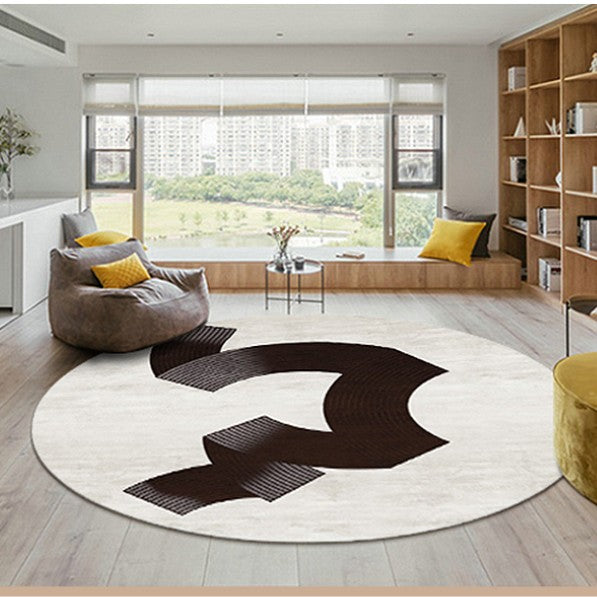 Feblilac Black Ribbon White Bottom Handmade Tufted Acrylic Livingroom Carpet Area Rug