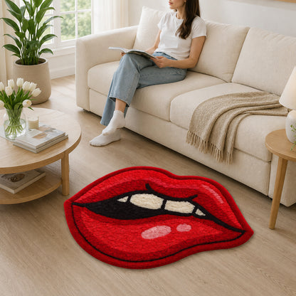Feblilac Red Lips Tufted Bath Mat – Fun Shaped Bathroom Rug