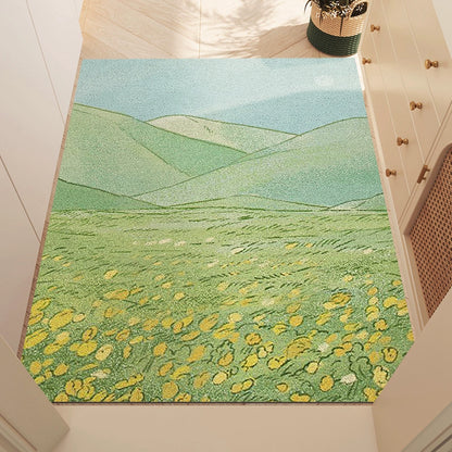 Feblilac Irregular Mountains of Wild Flowers PVC Coil Door Mat