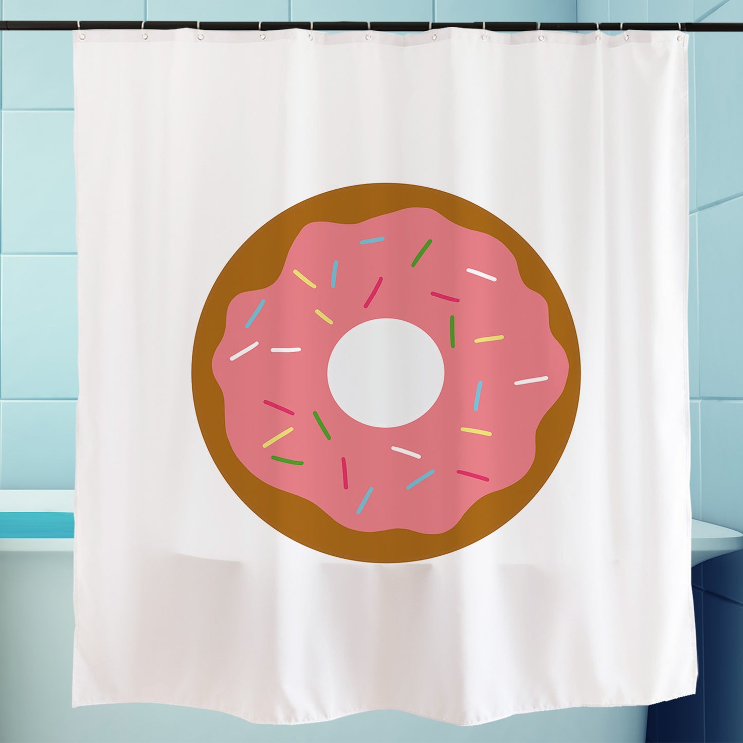 Feblilac Pink Donut Shower Curtain with Hooks