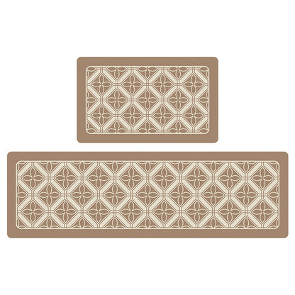 Feblilac Geometric Rhombus Leaves PVC Leather Kitchen Mat