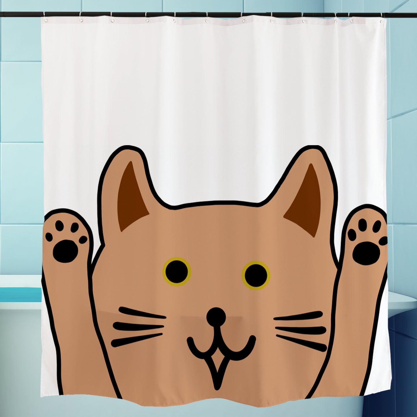 Feblilac Surrender Cute Cat Shower Curtain