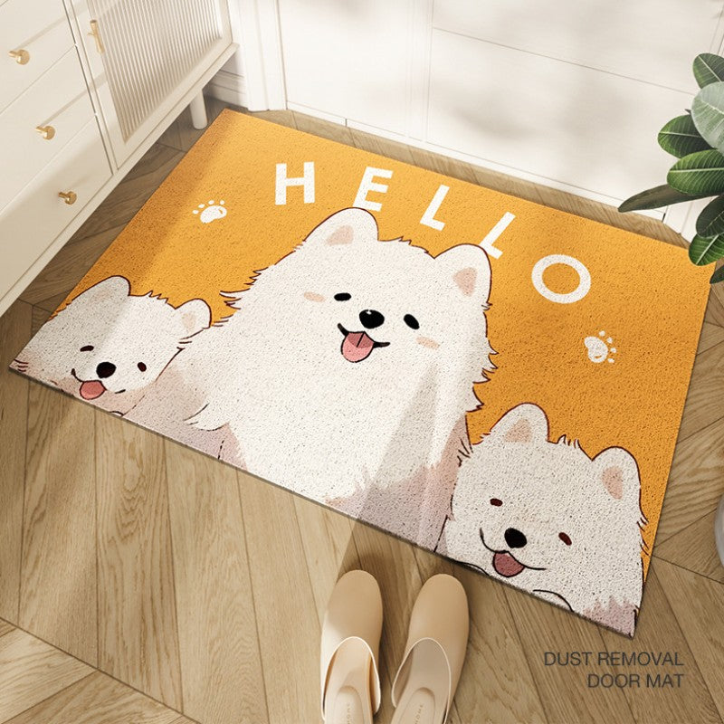 Feblilac Cute Samoyed Family PVC Coil Door Mat