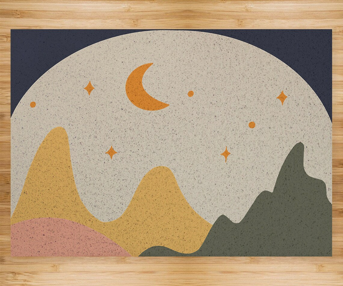 Feblilac Mountain Moon PVC Coil Door Mat