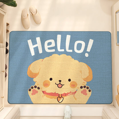 Feblilac Cute Teddy Puppy PVC Coil Door Mat