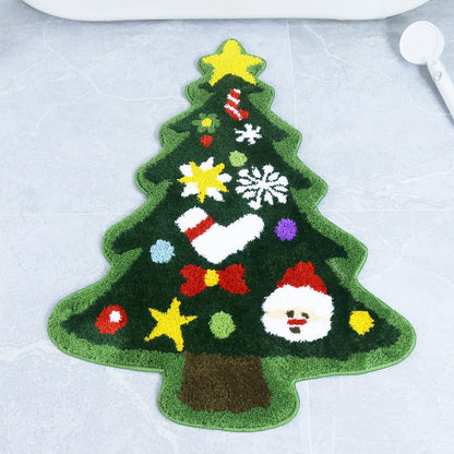 Feblilac Christmas Tree Tufted Bath Mat