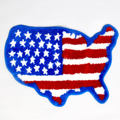 Feblilac USA Map Tufted Bath Mat & Accent Rug – Stars & Stripes