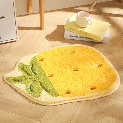 Feblilac Cute Fruit Pineapple Tufted Bath Mat