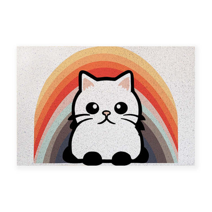 Feblilac Semicircular Rainbow Cat PVC Coil Door Mat