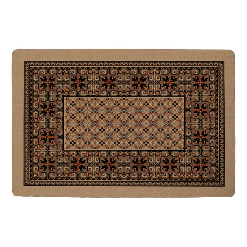 Feblilac Classic Style Red and Black Ethnic Pattern Polyester Door Mat