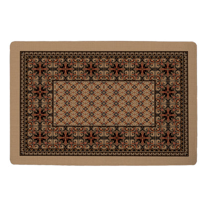 Feblilac Classic Style Red and Black Ethnic Pattern Polyester Door Mat