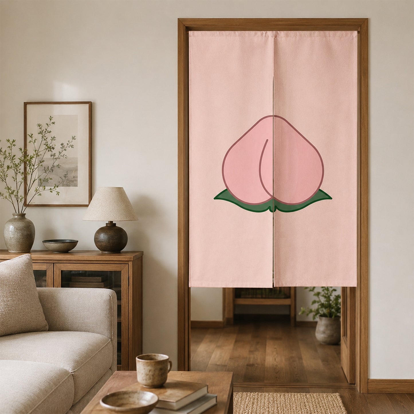 Feblilac Peach Door Curtain | Cute Room Divider Curtain