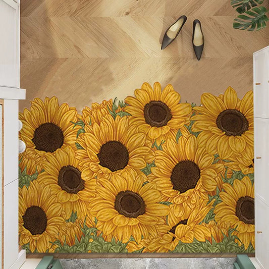 Feblilac Irregular Blooming Sunflowers PVC Coil Door Mat