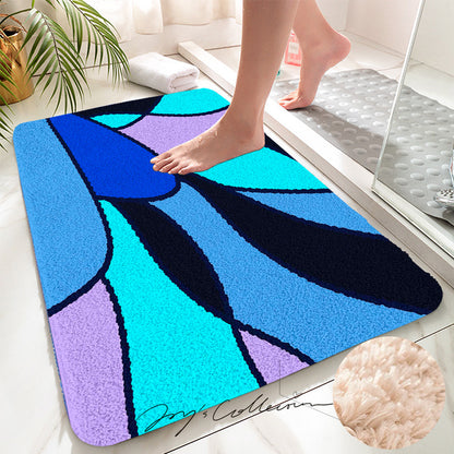 Feblilac Colorful Abstract Sea Geometric Tufted Bath Mat