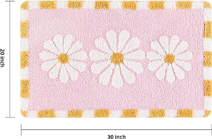 Feblilac Boho Cute Daisy Flower Tufted Bath Mat