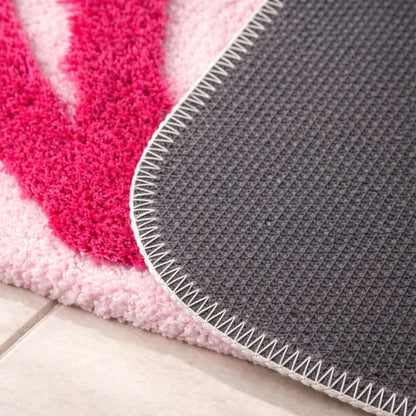 Feblilac Pink Get Naked Runner Rug for Bathroom, Tufted Bath Mat