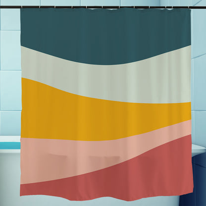 Feblilac Five Color Mountain Shower Curtain with Hooks