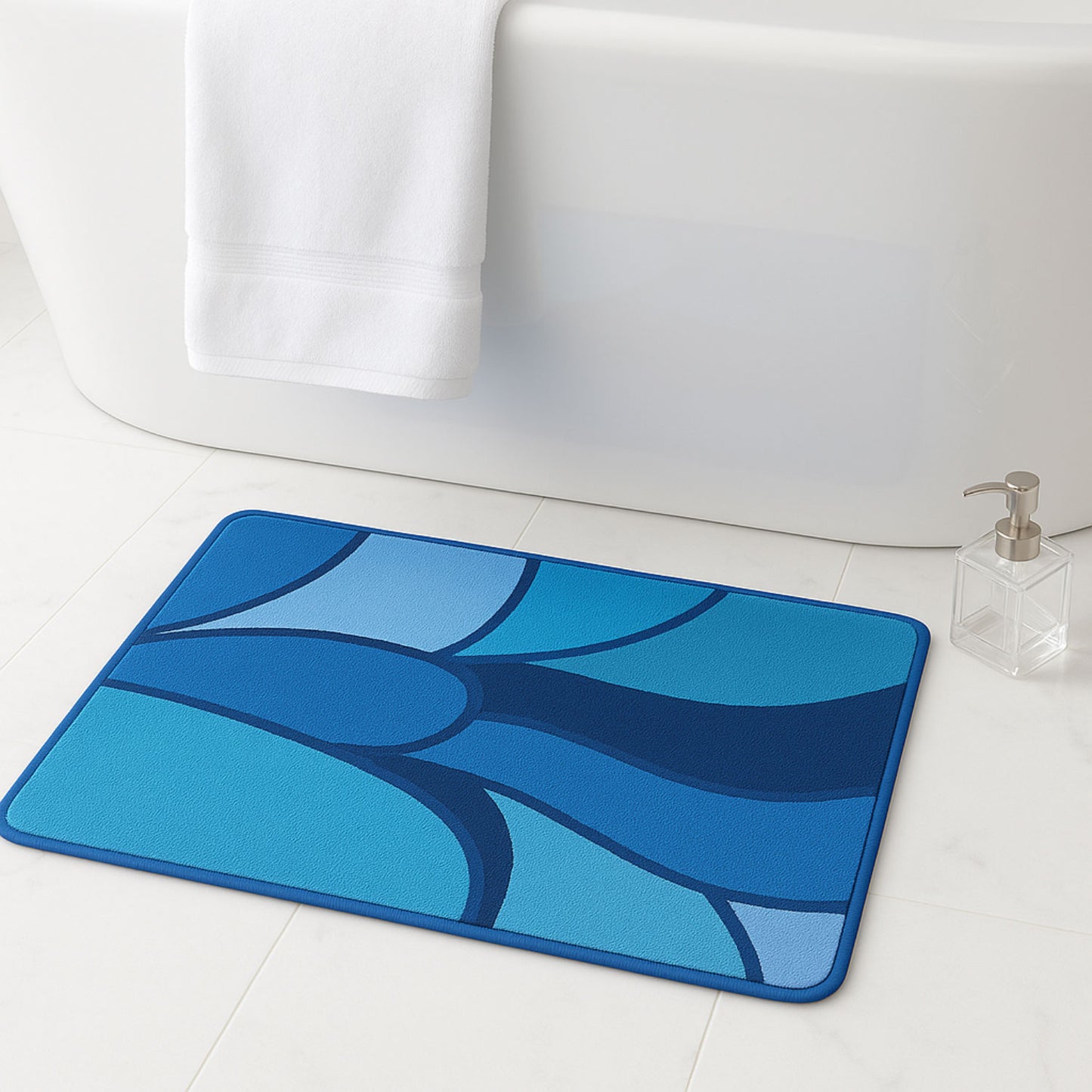 Feblilac Colorful Abstract Sea Geometric Tufted Bath Mat
