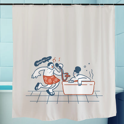 Feblilac Bath Singing Couple Shower Curtain with Hooks