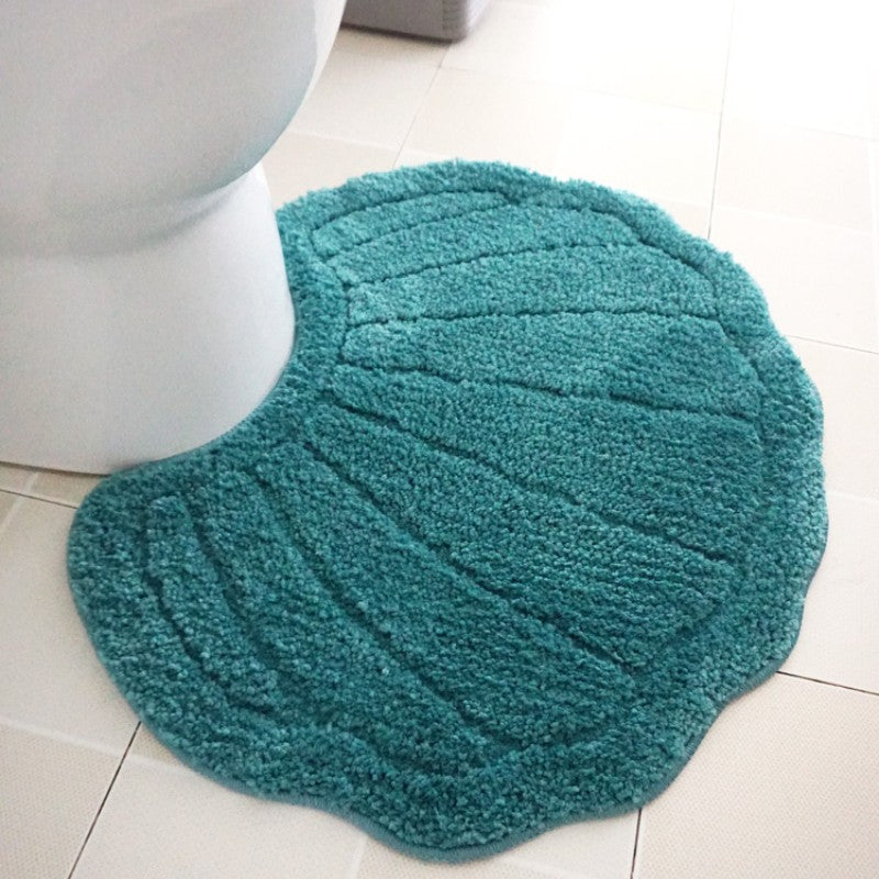 Feblilac Solid Color Toilet Mat Lid Cover Shell U-Shaped Toilet Floor Mat, Non-Slip Pedestal Mat