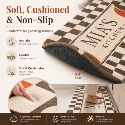 Feblilac Custom PVC Kitchen Mat – Personalized Waterproof 6mm Anti-Fatigue Mat