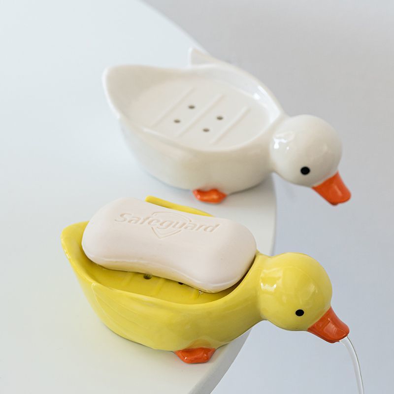 Feblilac Duck Soap Box Household Drain Does Not Accumulate Water Creative Soap Box Bathroom Washstand Soap Box Rack Drain