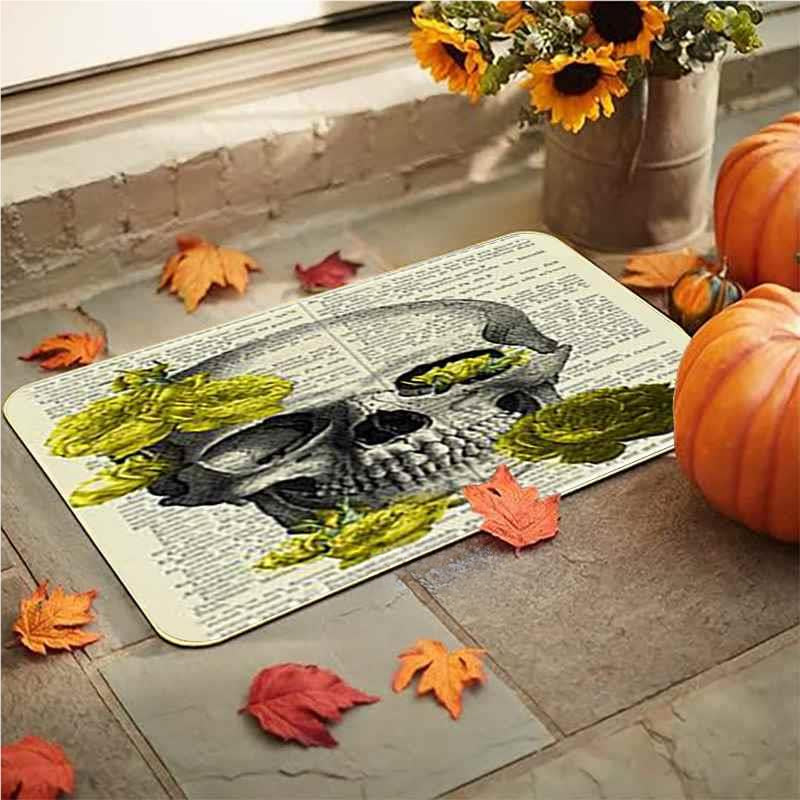 Feblilac  Halloween Newspaper Ghost Grimace Thriller PVC Coil Door Mat