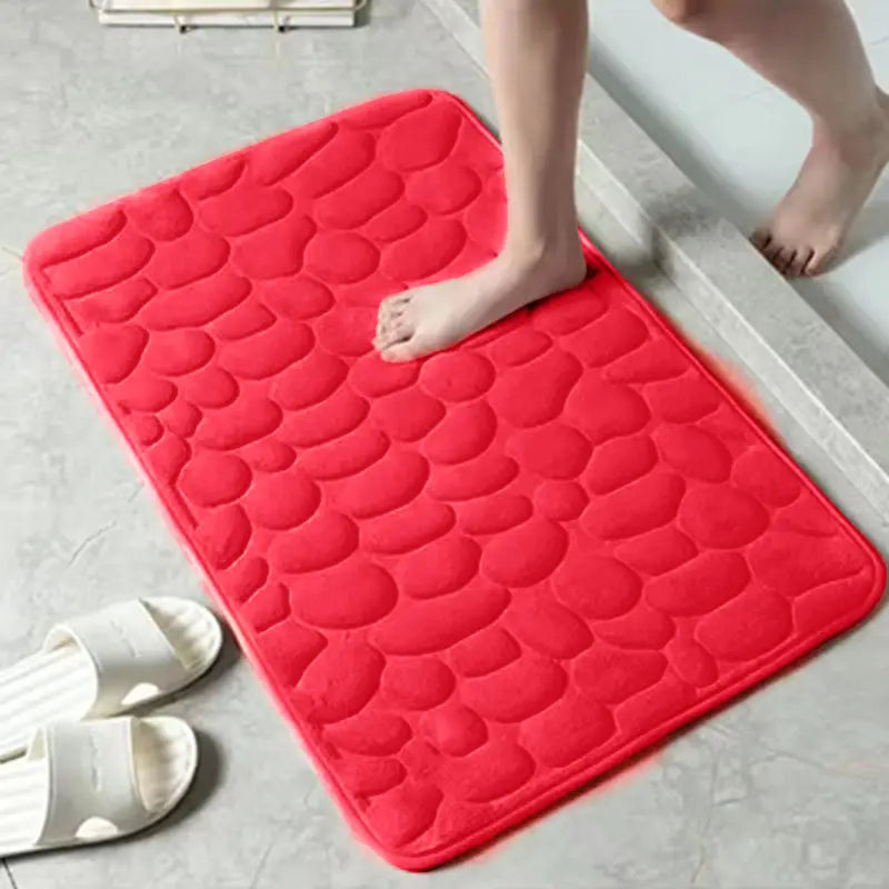 Feblilac Luxurious Memory Foam Cobblestone Bath Mat