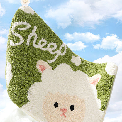 Feblilac Cute Animals Little White Sheep Tufted Bath Mat