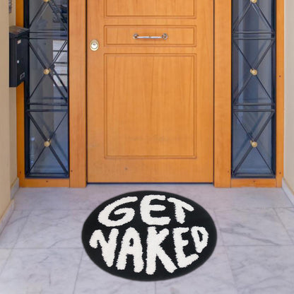 Feblilac Get Naked tufted bath mat styled in a cosy bathroom corner