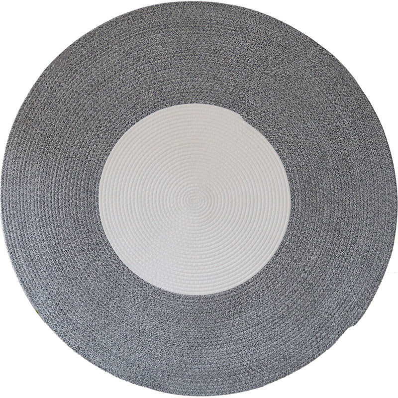 Feblilac Round Gradient Grey Handmade Cotton Livingroom Carpet Area Rug