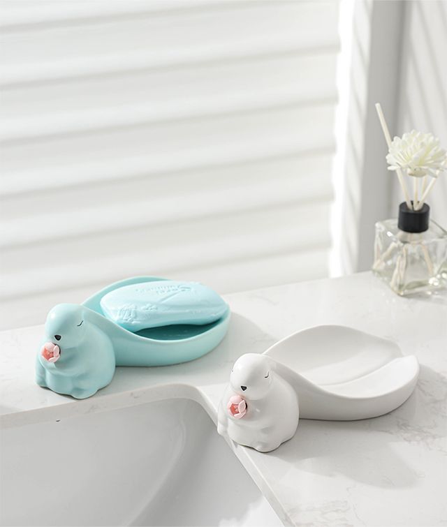 Feblilac Rabbit Soap Box for Bathroom