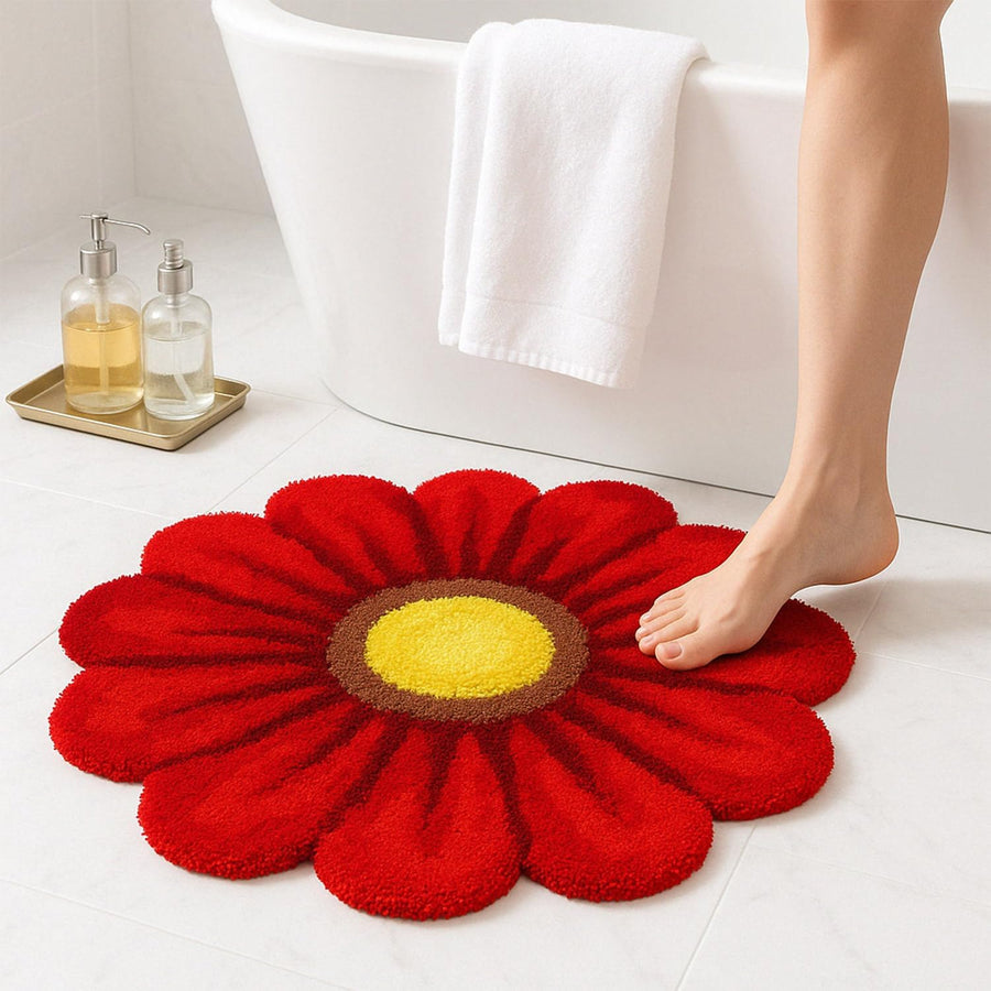 Feblilac Red Flowers Tufted Bath Mat - view 3