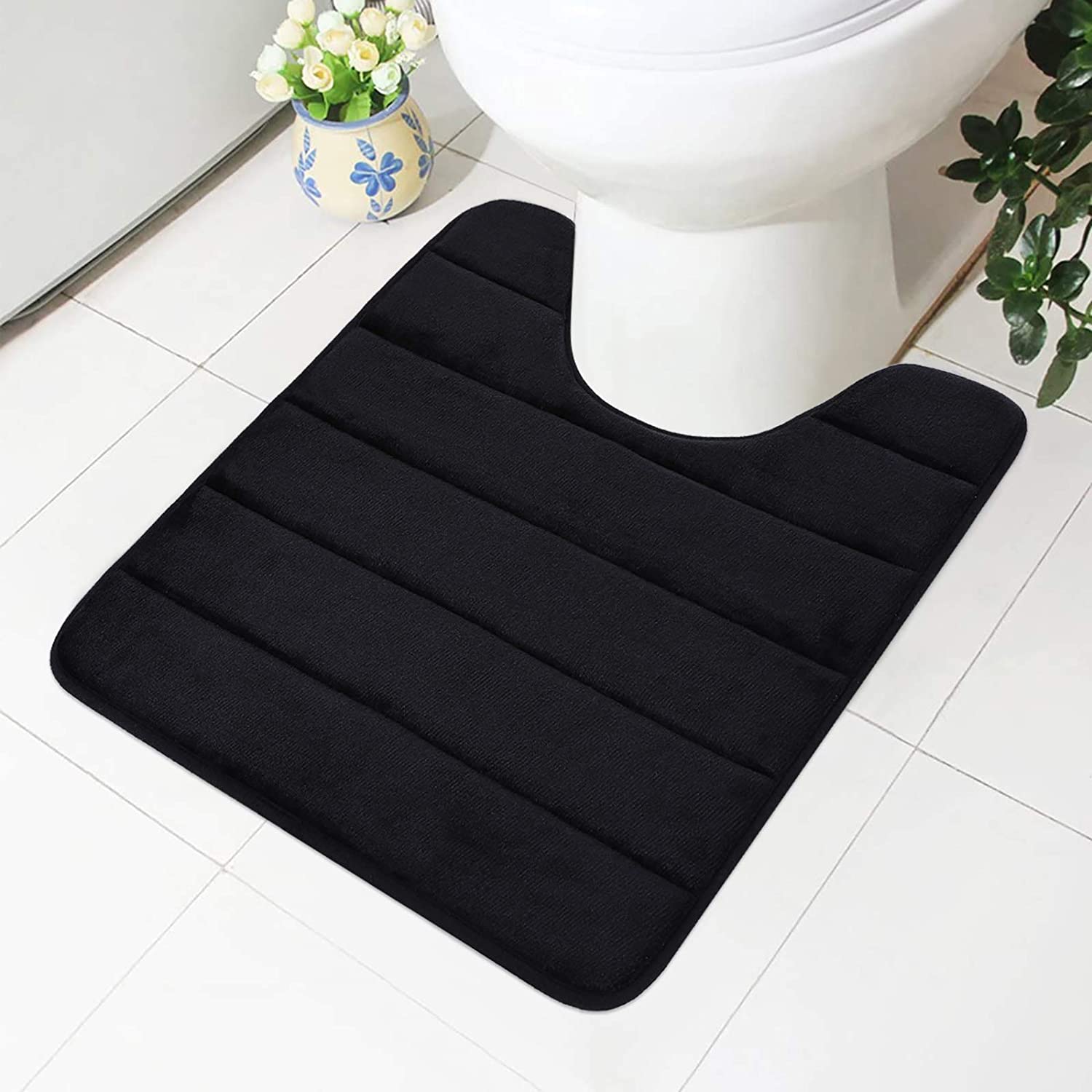 Soft Memory Foam Bath Mat, Solid Color Bathroom Rug, Non-Slip Water Absorbent