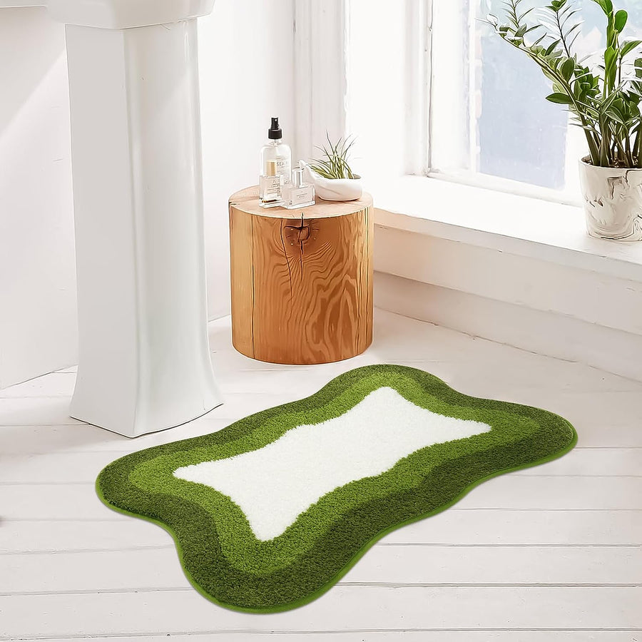Green Gradient Bath Mats, Rug for Bathroom, Cute Non-Slip Irregular Shape Carpet for Shower Room - view 4
