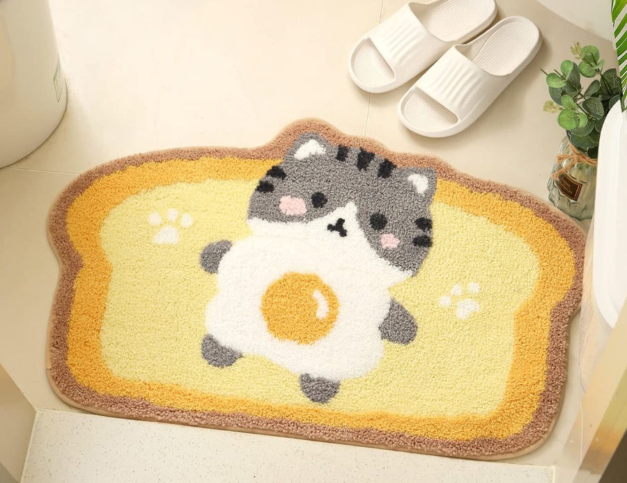 Cute Cat Toast Bathroom Rug, Non-Slip and Washable Bath Mat - view 2