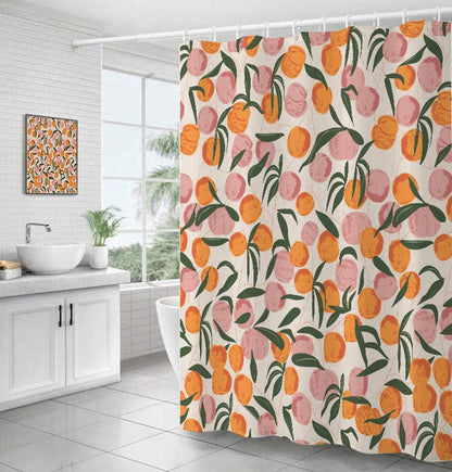 Feblilac Peach Leaves Shower Curtain with Hooks