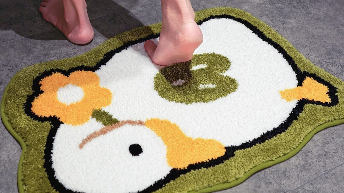 Cute Little Duck and Flower Bath Mat, Soft Shower Rug