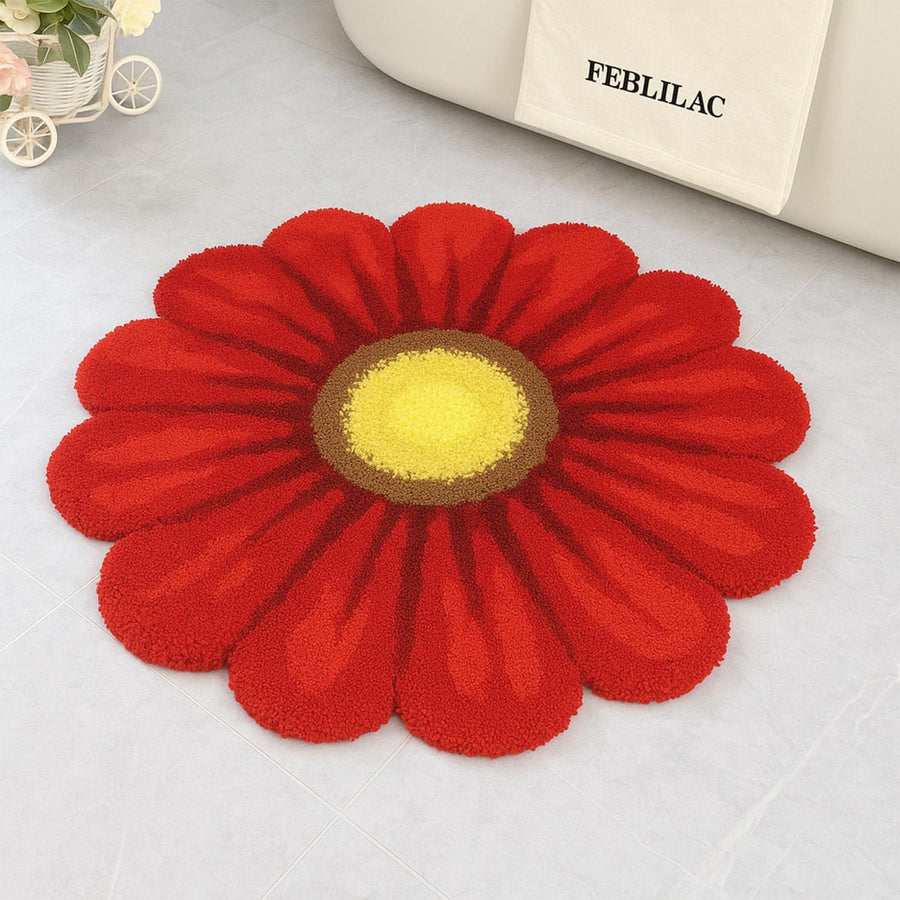 Feblilac Red Flowers Tufted Bath Mat - view 2