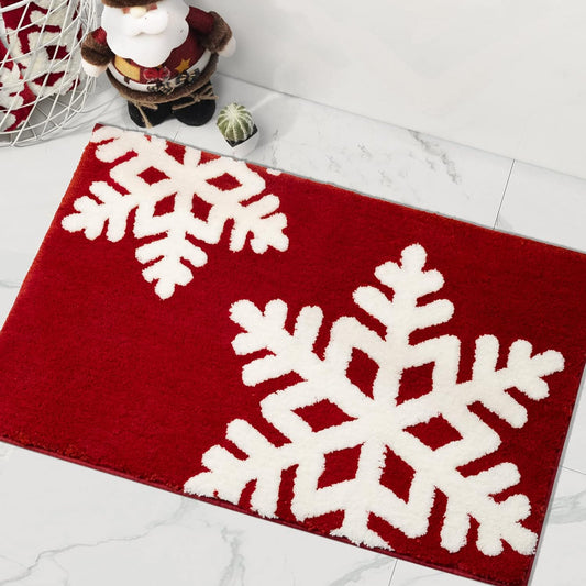 Feblilac  Christmas Bathroom Decor Red Bathroom Mat