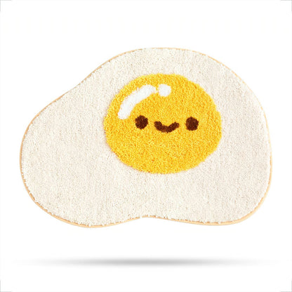 Cute Fired Egg Bath Mat, Soft Shower Rug