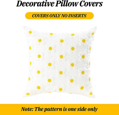 Feblilac Pack of 2 Flower Decorative Throw Pillow Covers Jacquard Pillowcase Soft Square Cushion Cozy Pillowcase for Couch Bedroom